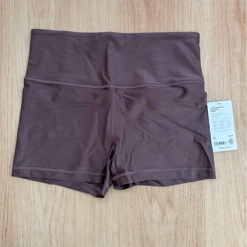 Athleta Elation Ultra High Rise 3” Short, L, Smoky Rose Matte Sheen, NWT